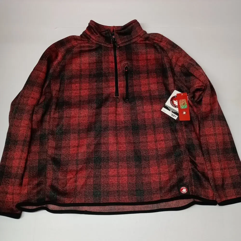 Canada Jacket Shacket Men's 2XL Red Buffalo Plaid‎ 1/4 Zip
